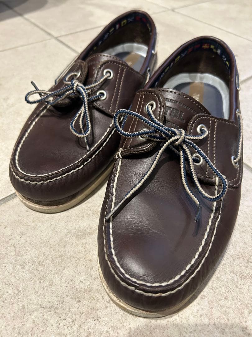 ティンバーランド　ダークブラウン レザー デッキシューズ TBL73