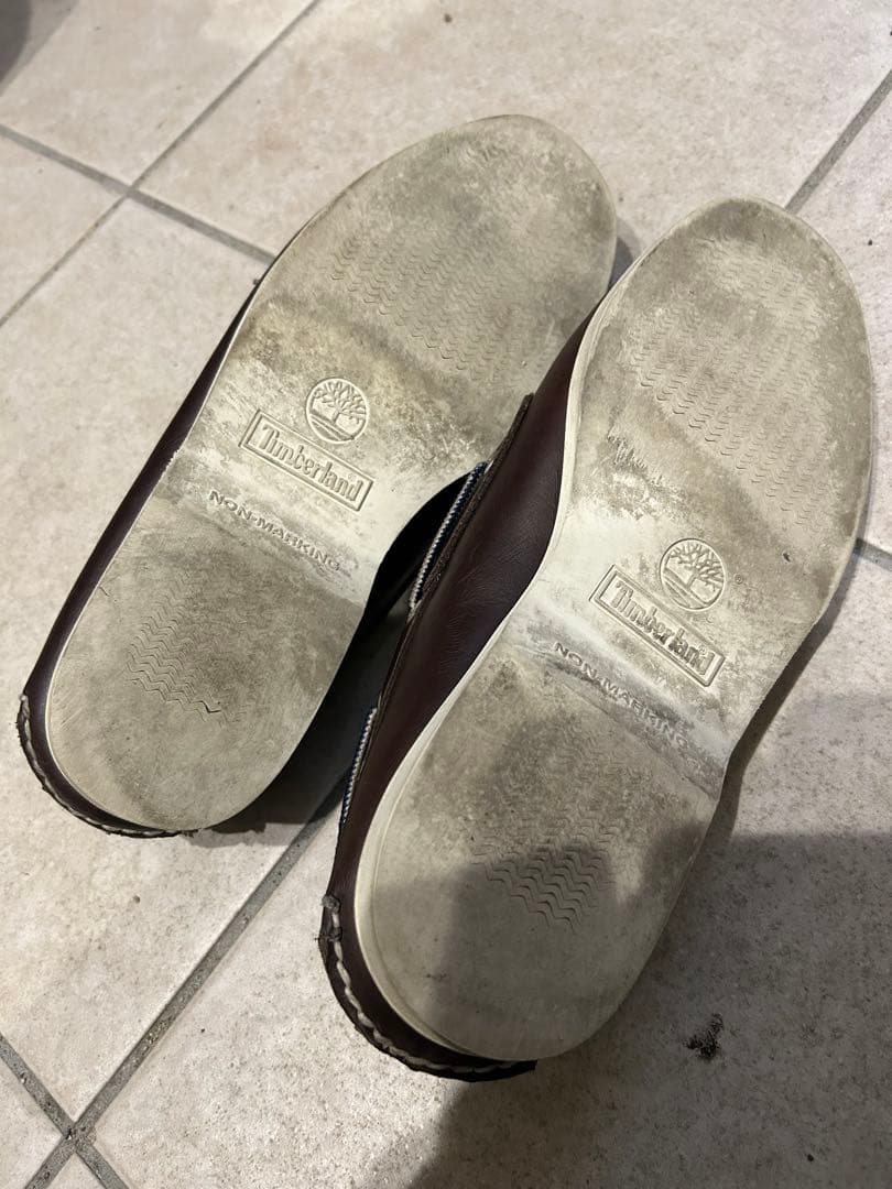 ティンバーランド　ダークブラウン レザー デッキシューズ TBL73