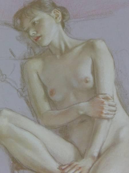 高塚省吾、【寄りかかる裸婦】、希少な額装用画集画、新品高級額 額装付、状態良好