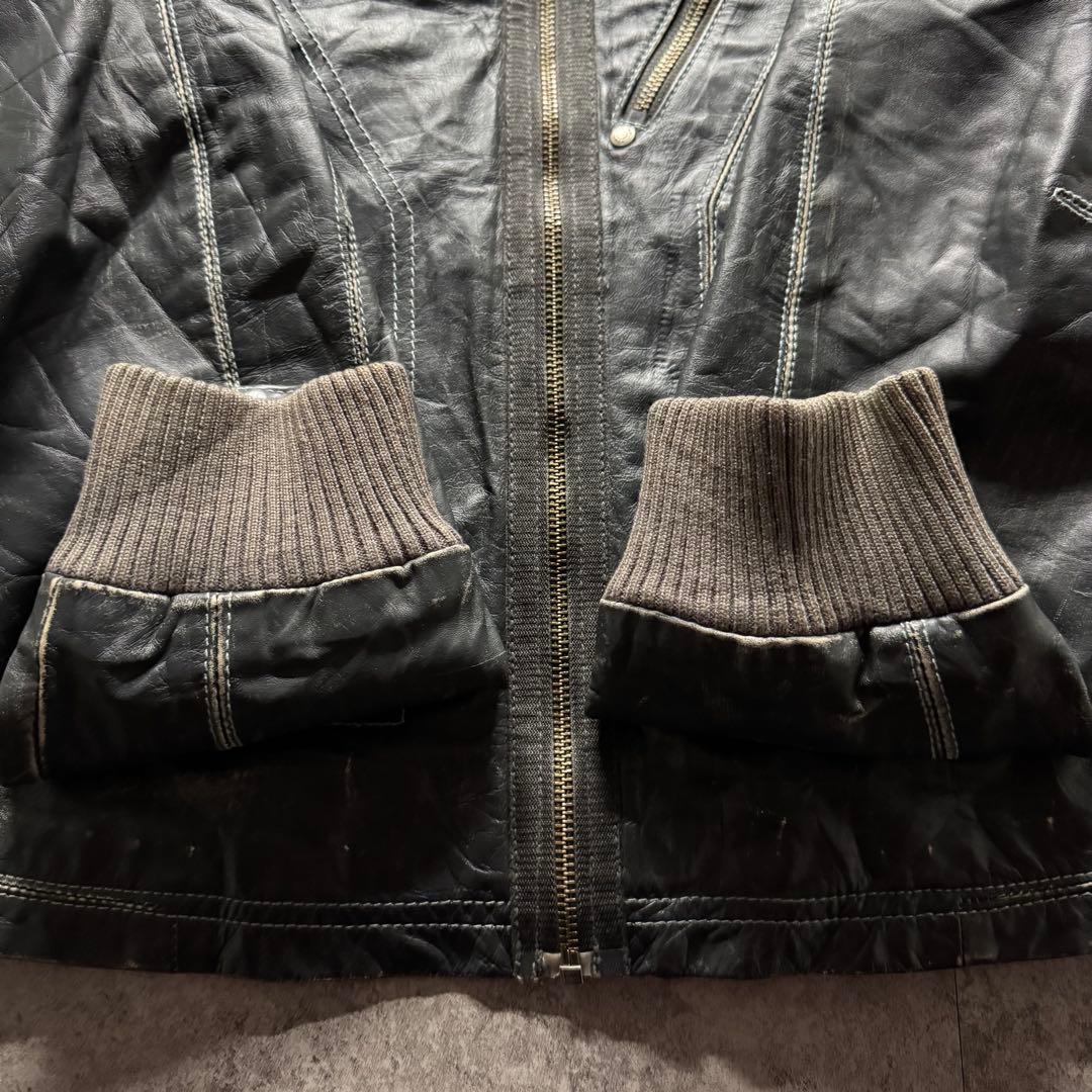 00s PUMA M レザージャケット　フェード　vintage加工　牛革　短丈