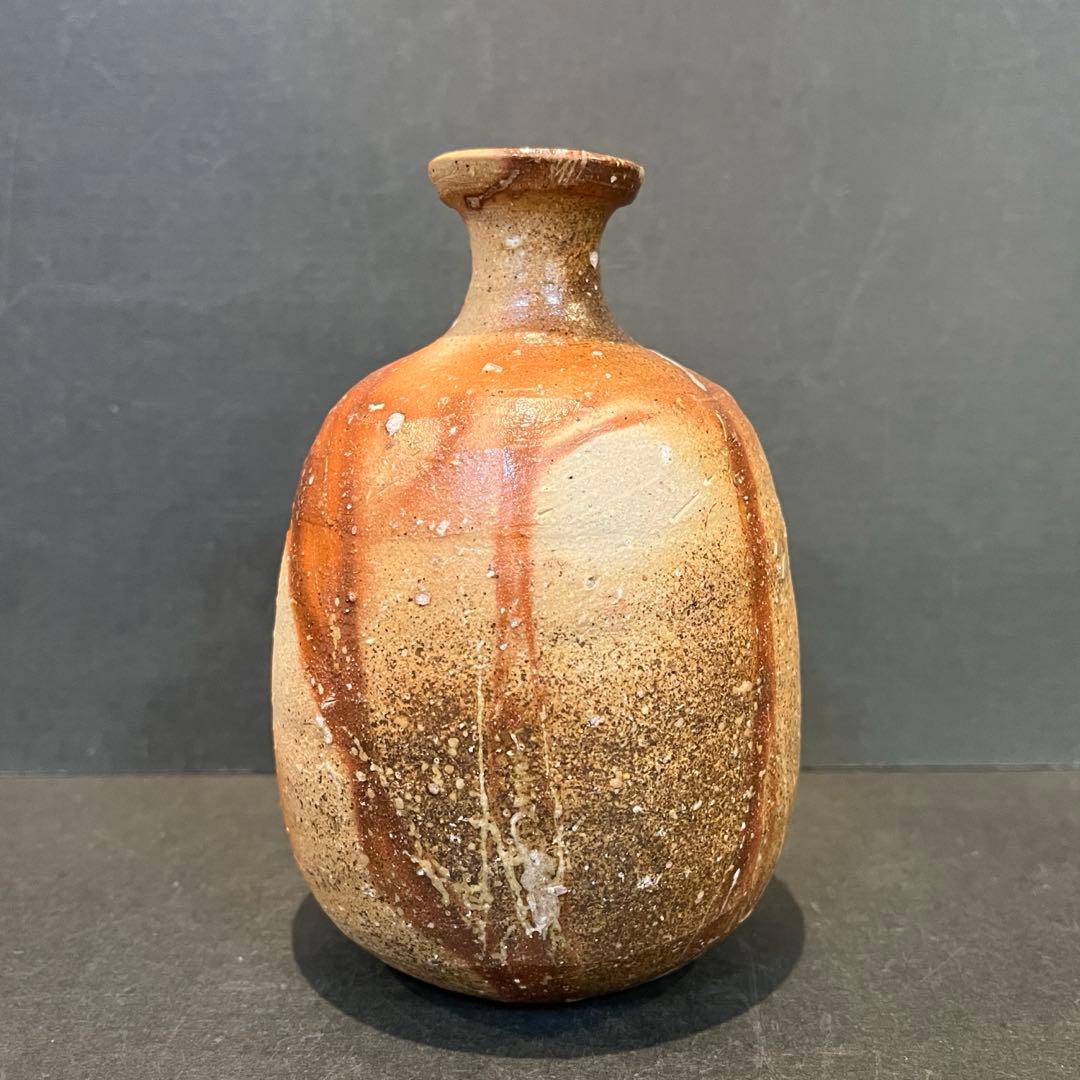 新品　人間国宝　伊勢崎淳　徳利／陶歴共布共箱あり　緋襷　個展購入品