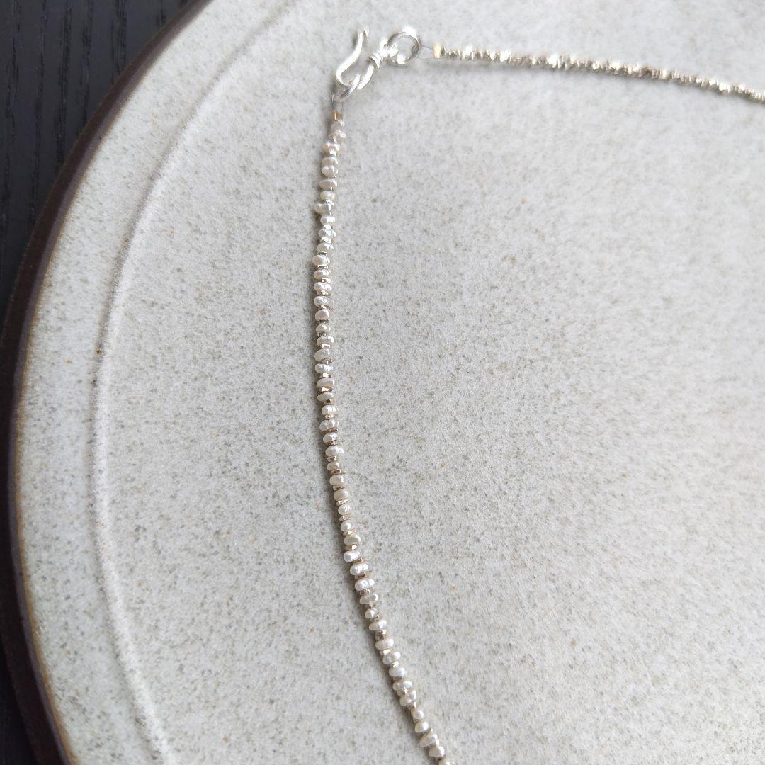 素麺みたいな^^パール＆極小カレンシルバービーズのネックレス