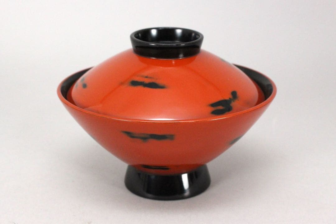 No4717 輪島根来塗吸物椀　10客　能登輪島塗七村漆器　木箱付　送料無料