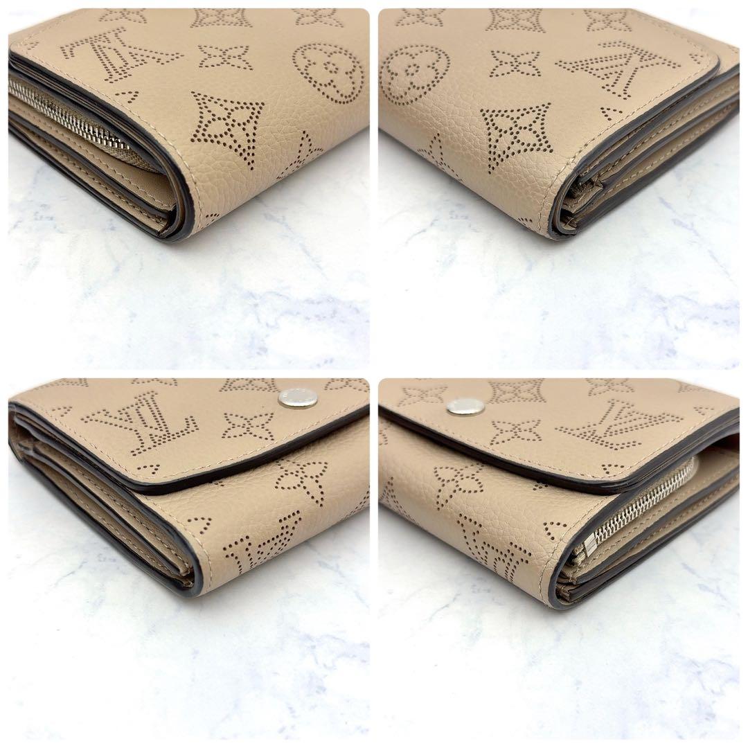 【最高級美品】ルイヴィトン イリスコンパクト マヒナ 二つ折り財布 ベージュ