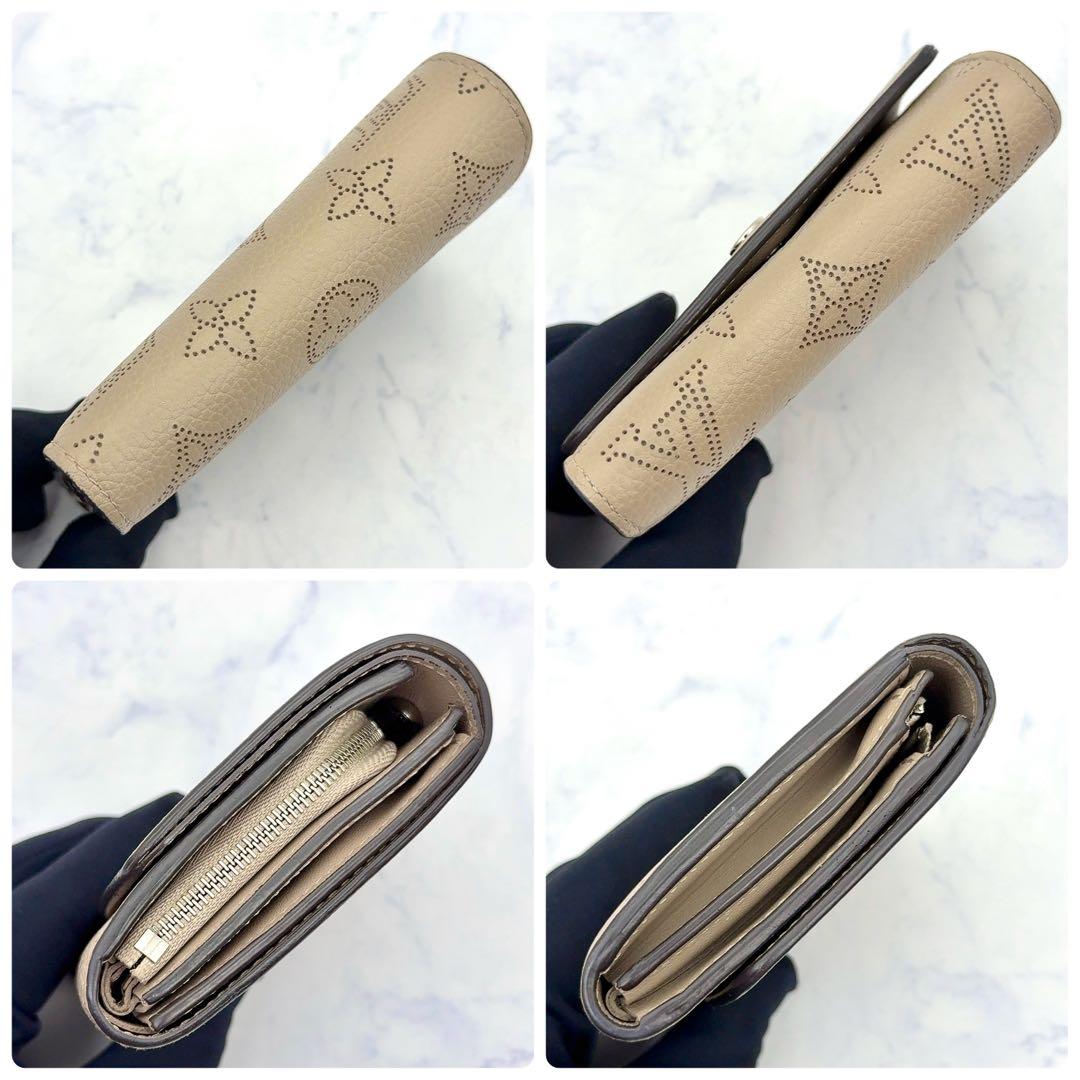 【最高級美品】ルイヴィトン イリスコンパクト マヒナ 二つ折り財布 ベージュ