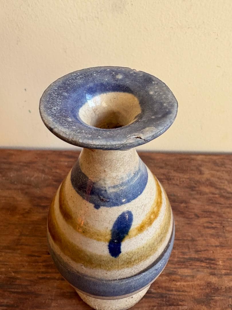 古琉球　花器　瓶子　輪線紋　沖縄やちむん