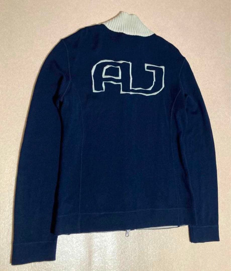 90s 美品 ARMANI JEANS ドライバーズ ニット ジャケット 刺繍