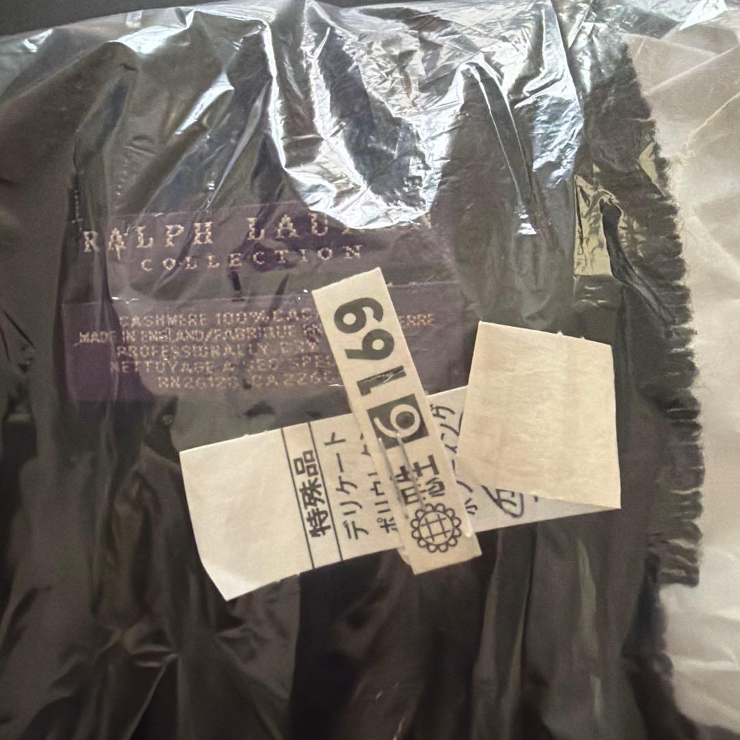 ラルフローレンパープルレベルカシミヤマフラー　ブラック