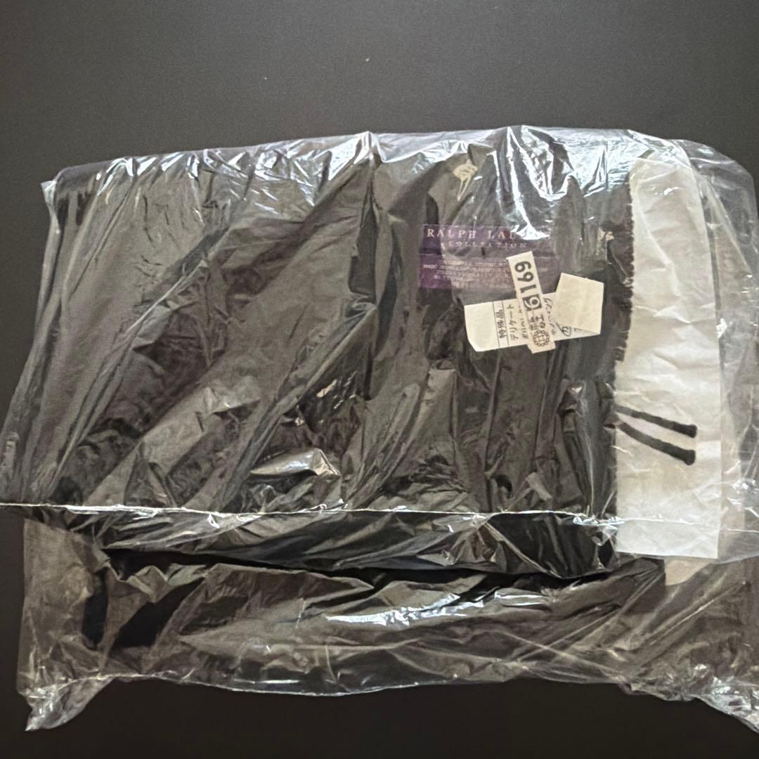 ラルフローレンパープルレベルカシミヤマフラー　ブラック