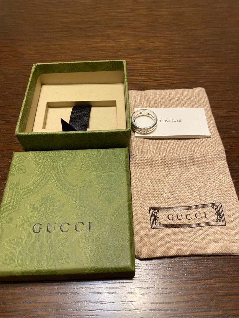【値下げしました！】GUCCI リング 16号/シルバー（箱・ポーチ・保証書付）