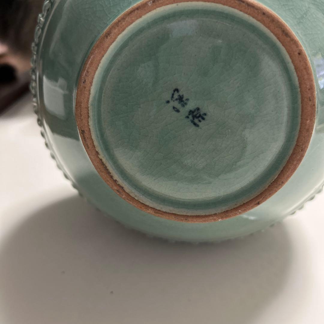 深源　中国アンティーク　網目模様花瓶