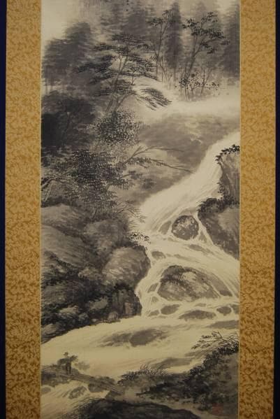 真作/水田硯山/山水人物画賛/桐共箱付/布袋屋掛軸HB-743