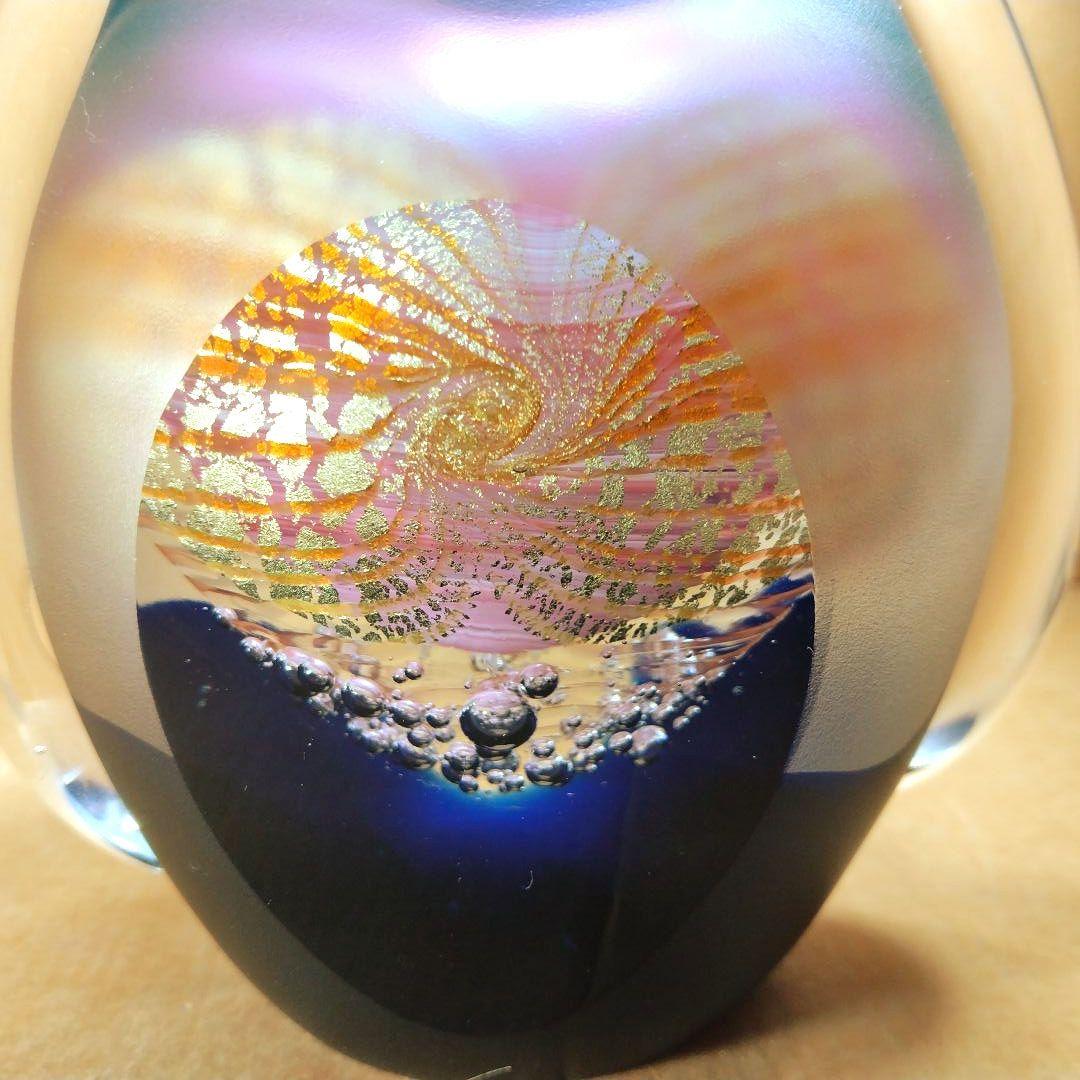 黒木国昭 手吹きガラス花器 銘:夢 共箱 栞 無傷美品 ガラス工芸