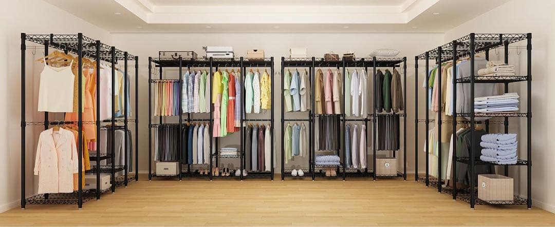 ハンガーラック 4層 大容量 ワードローブ 4つの組み立て方 衣類収納ラック