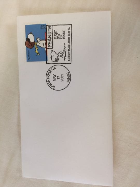 激レア☆スヌーピーの切手発売日記念消印付き封筒