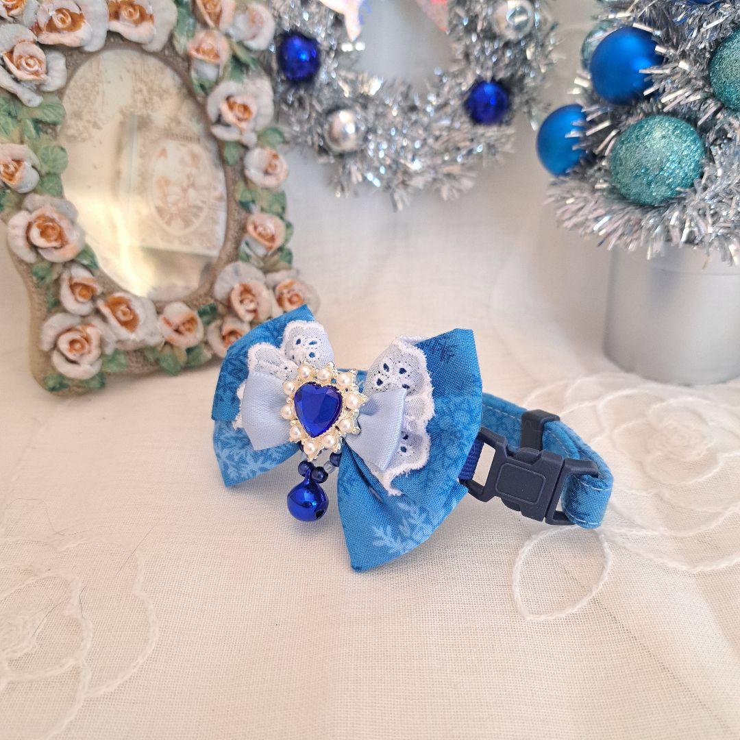 スノーフレーク(濃ブルー)わんちゃん猫ちゃん用首輪