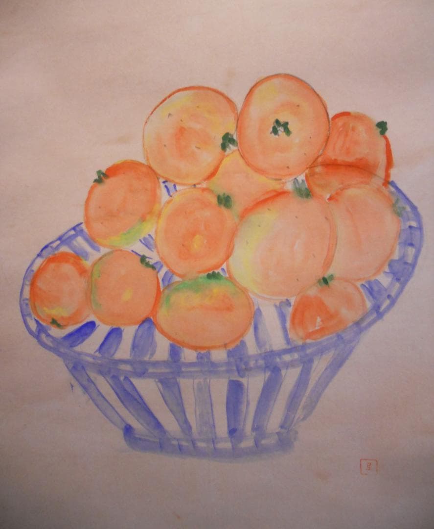 掛け軸 井上正夫 柿 紙本 希少 軸装 茶道具 掛軸 美品 です。