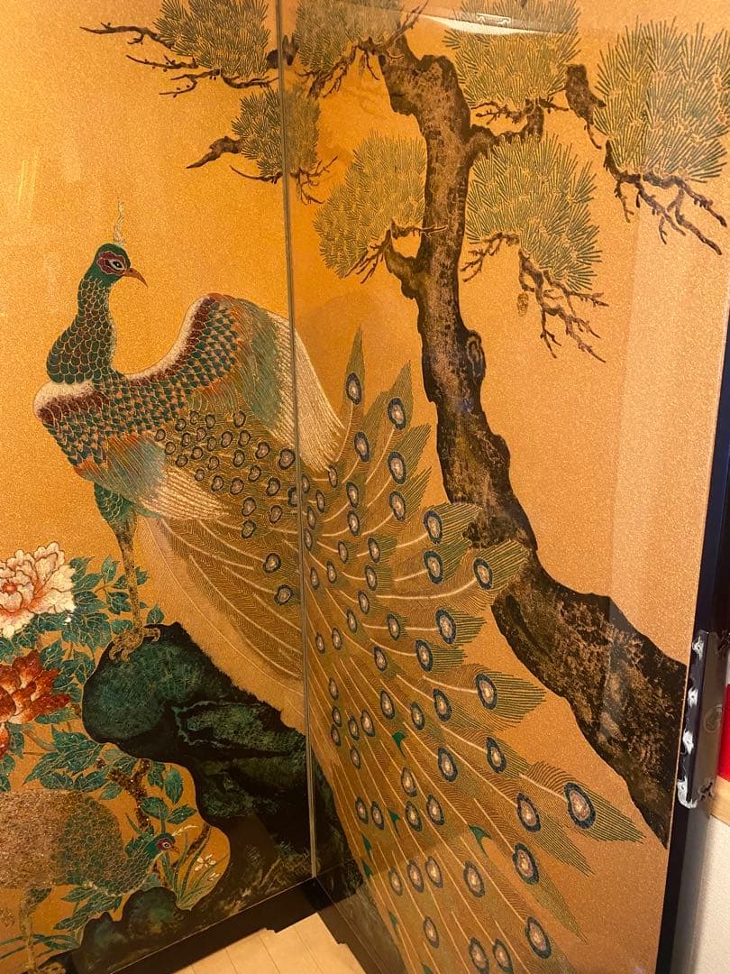 豪華絢爛⭐︎表面ガード付き　孔雀と花の衝立　ダイヤモンド入り（目）