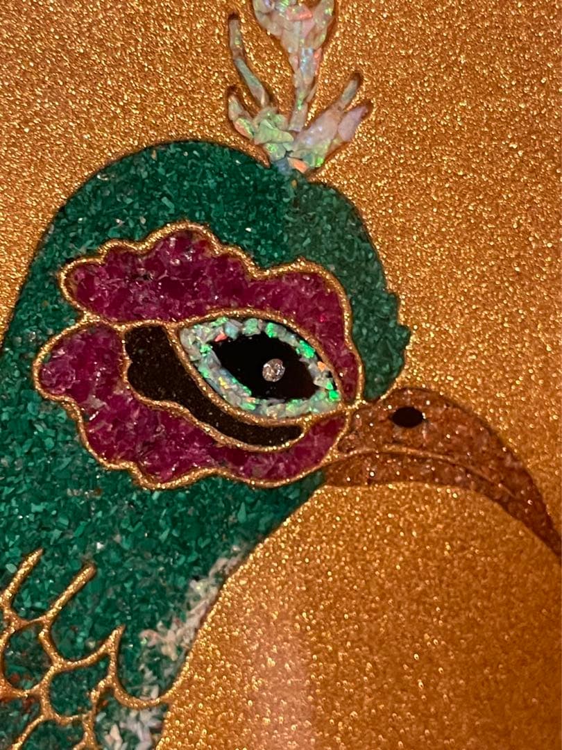 豪華絢爛⭐︎表面ガード付き　孔雀と花の衝立　ダイヤモンド入り（目）