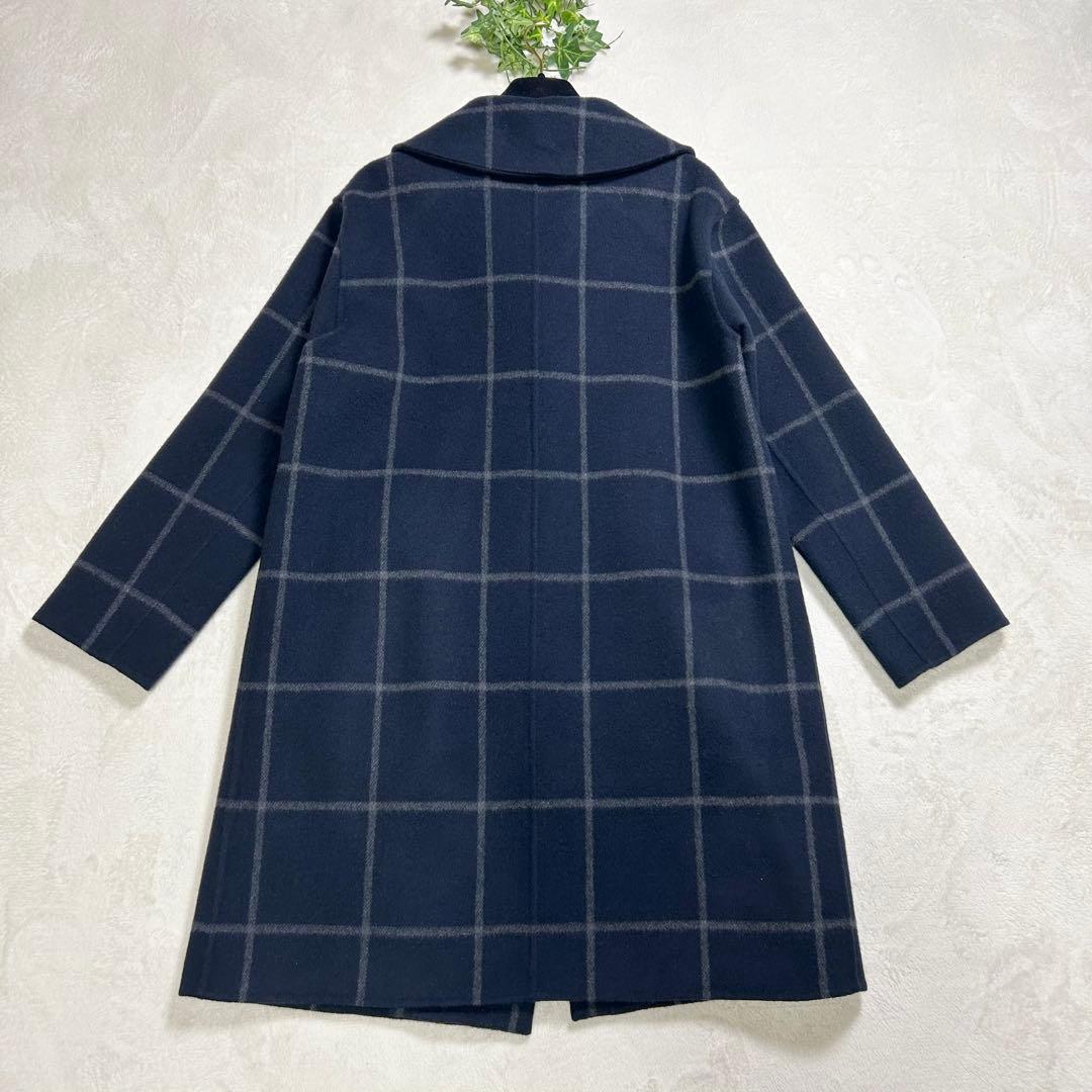 ♦︎美品♦︎マッキントッシュロンドン　女優襟　 チェスターコート チェック ネイビー