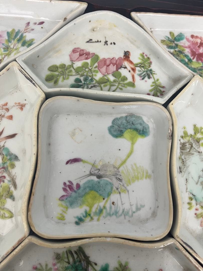 中国古美術 清朝同治骨董 古陶磁器 收藏品 アンティーク 9点セット木箱付