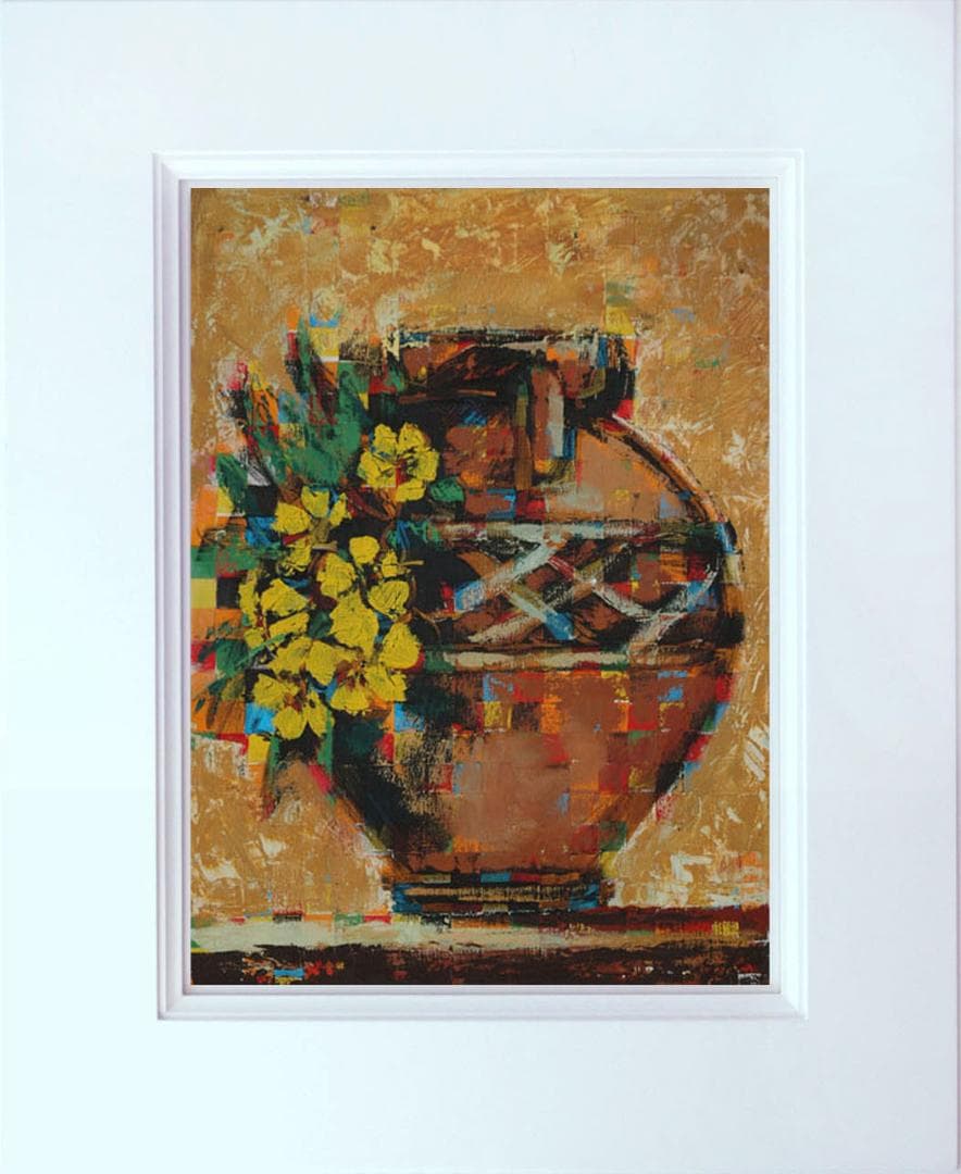 油絵 菅家令子 絵 絵画 インテリア uF6-063904 静物 壺 花