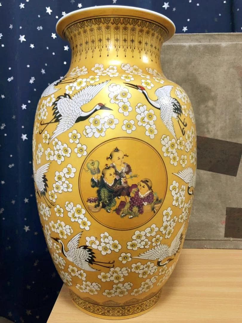 中国古玩唐物 乾隆年製 粉彩色絵金彩 唐子戯図花瓶 高41.5cm 骨董 古美術