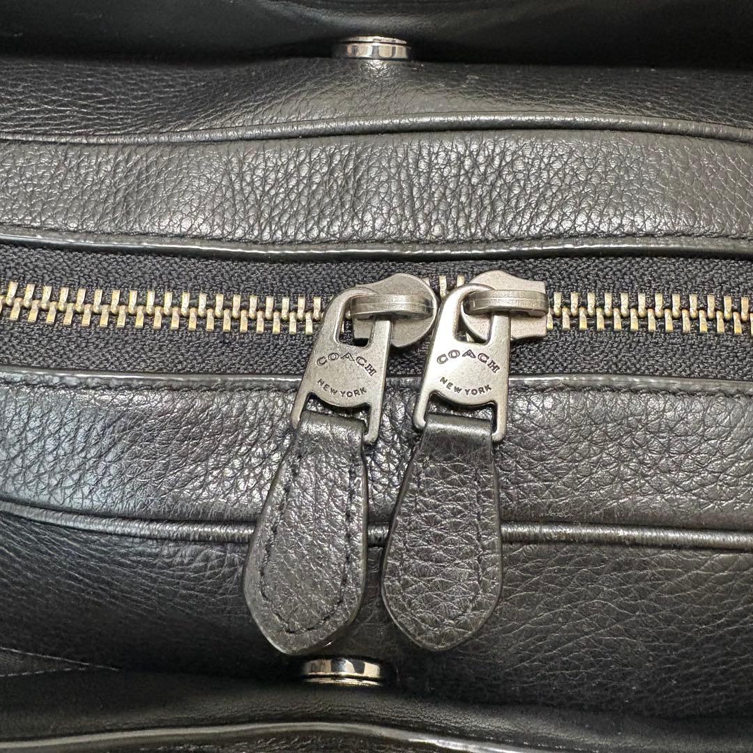 美品 コーチ ブリーフケース 2way オールレザー グラハム シボ革 ブラック