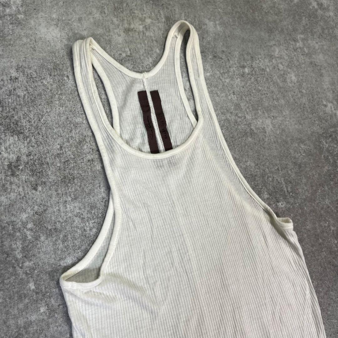 12ss Rick Owens リブタンクトップ　白【42】レーヨン　シルク