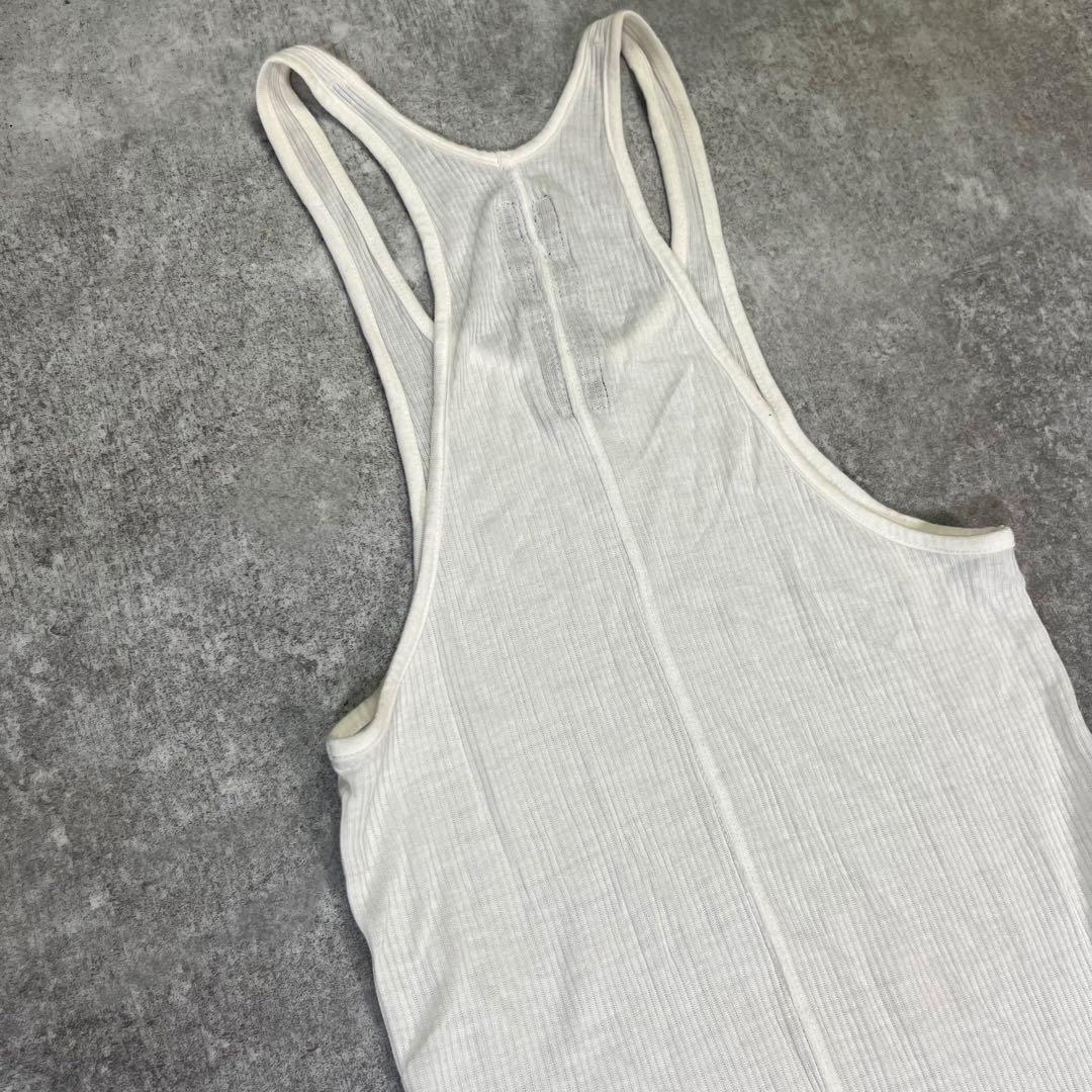 12ss Rick Owens リブタンクトップ　白【42】レーヨン　シルク