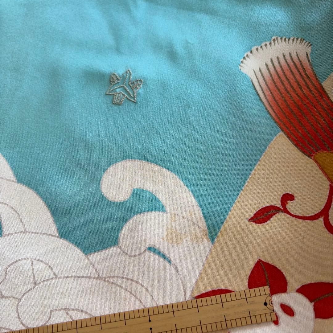 a*i様 ■E5787■アンティーク■正絹■水色　宝尽し柄　袷　小振袖■丈163