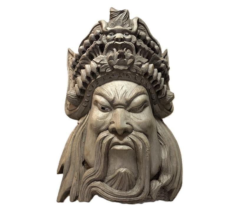 【 木彫面関羽 】　古玩骨董　27ｃｍ