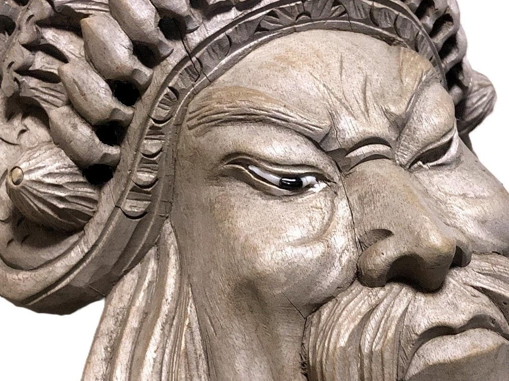 【 木彫面関羽 】　古玩骨董　27ｃｍ