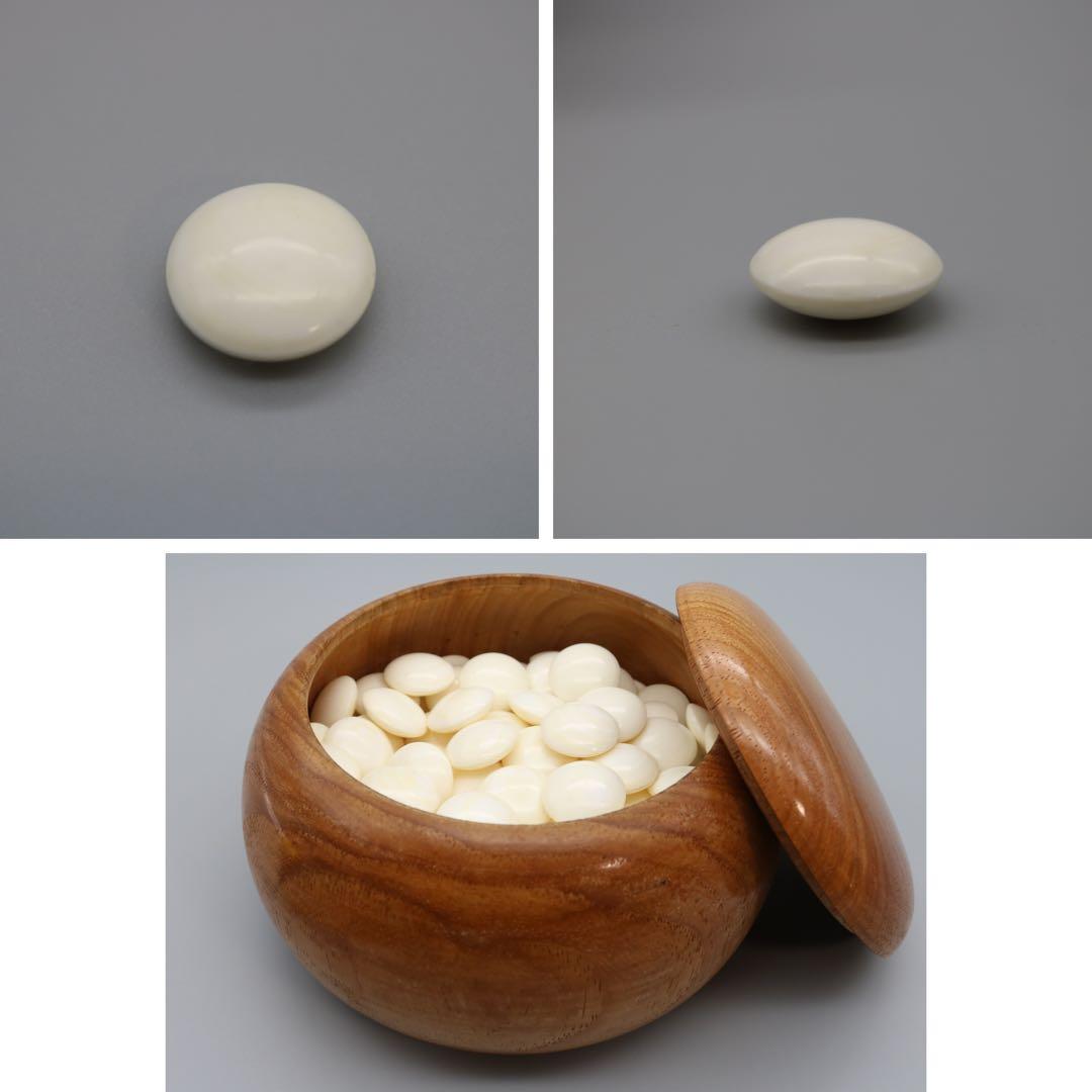 碁石　那智黒石　蛤碁石　厚み10㎜前後　36号？　桐箱入　白173個　黒179個