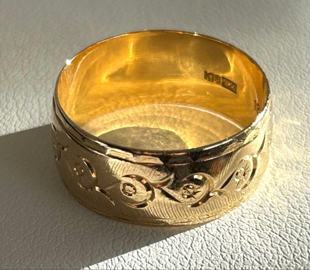 K18 平打ち デザインリング 造幣局刻印 約4.2g