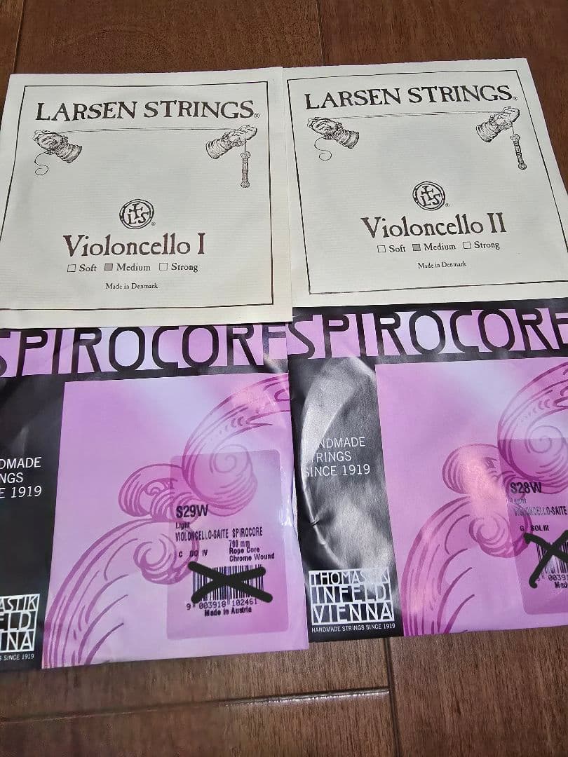 【新品】チェロ弦セット　ラーセンAD スピロコアGC