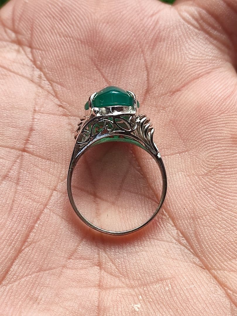 ヴィンテージリング グリーンジェイド シルバー900 リング