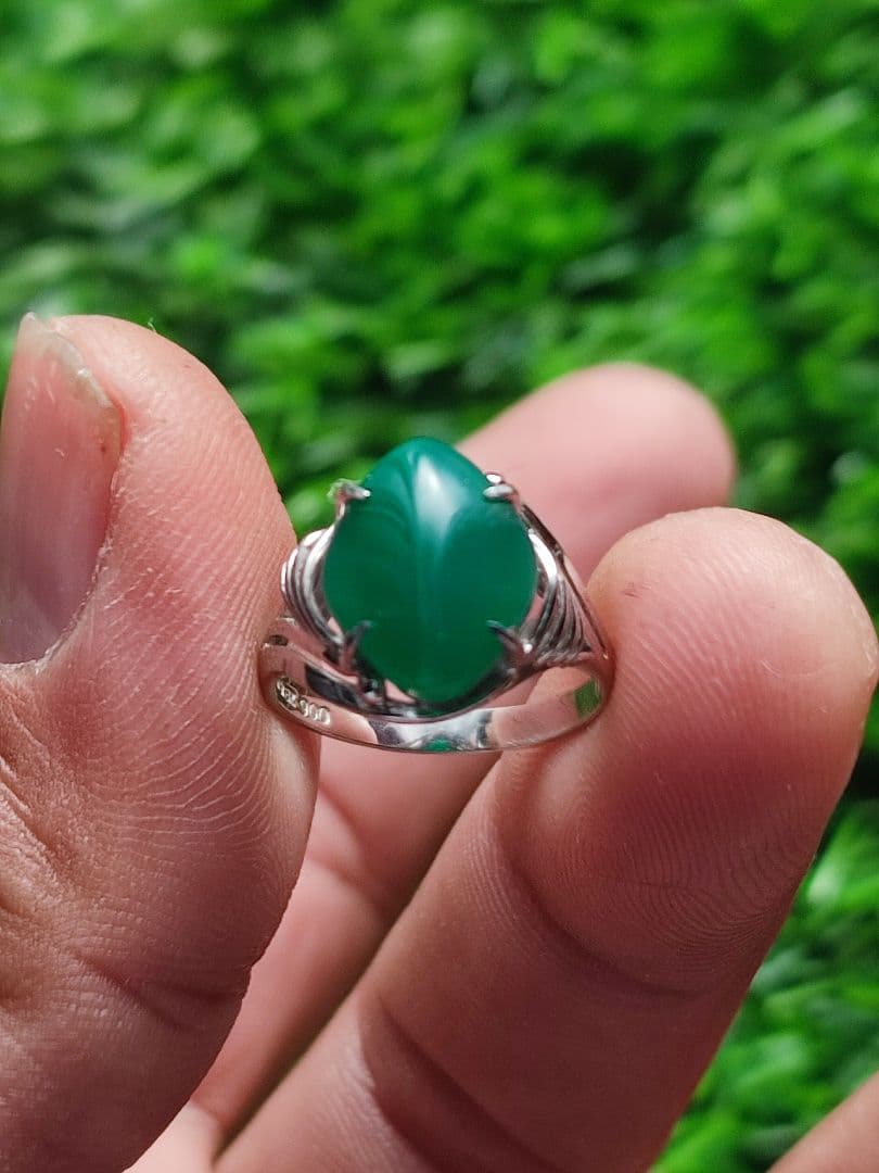 ヴィンテージリング グリーンジェイド シルバー900 リング