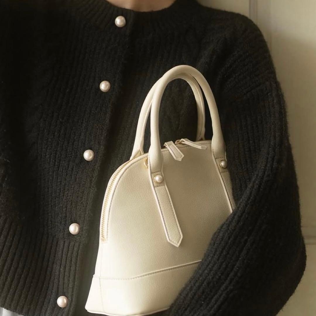 Maison Echelle 2way エコレザーミドルボストンバッグ ホワイト