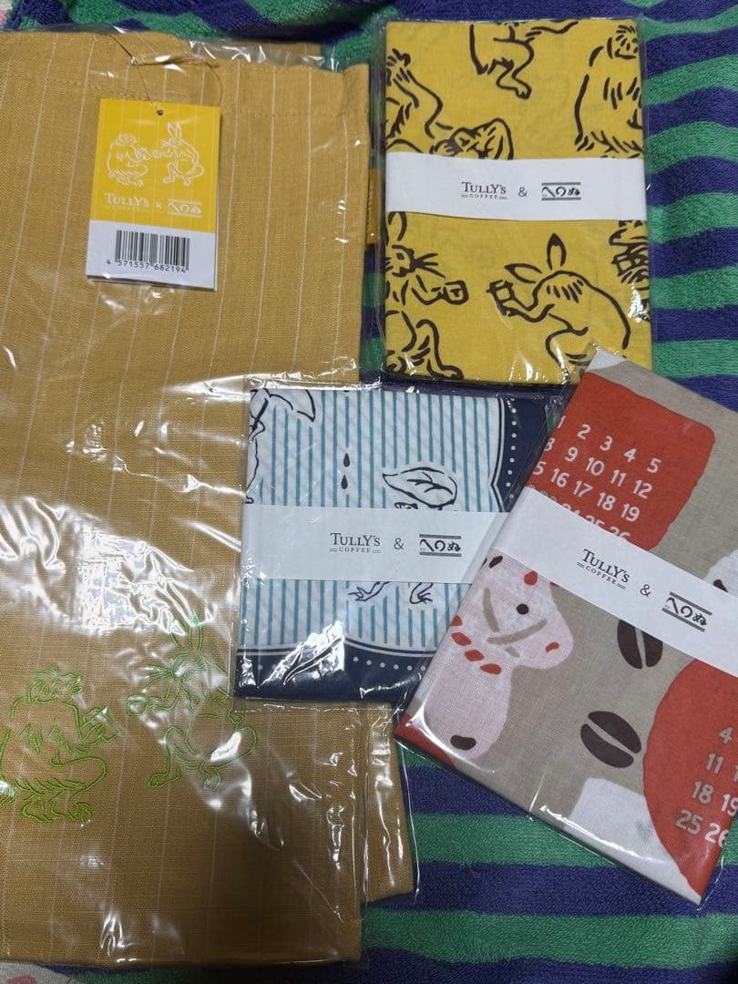 タリーズ ×かまわぬ　鳥獣戯画トート　手ぬぐい　小風呂敷　4点セット