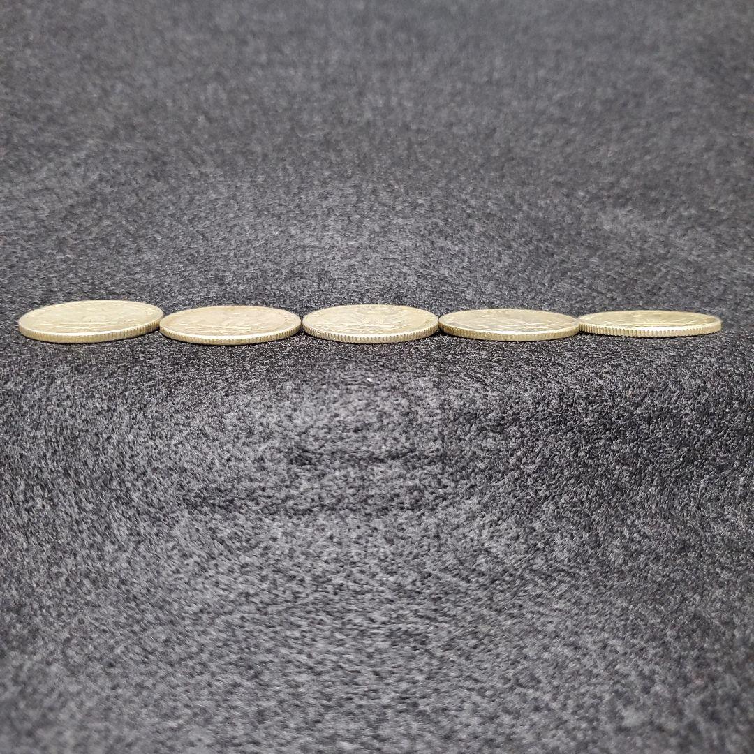 アメリカ、1952～1964年発行の25セント銀貨(銀90％)、5枚