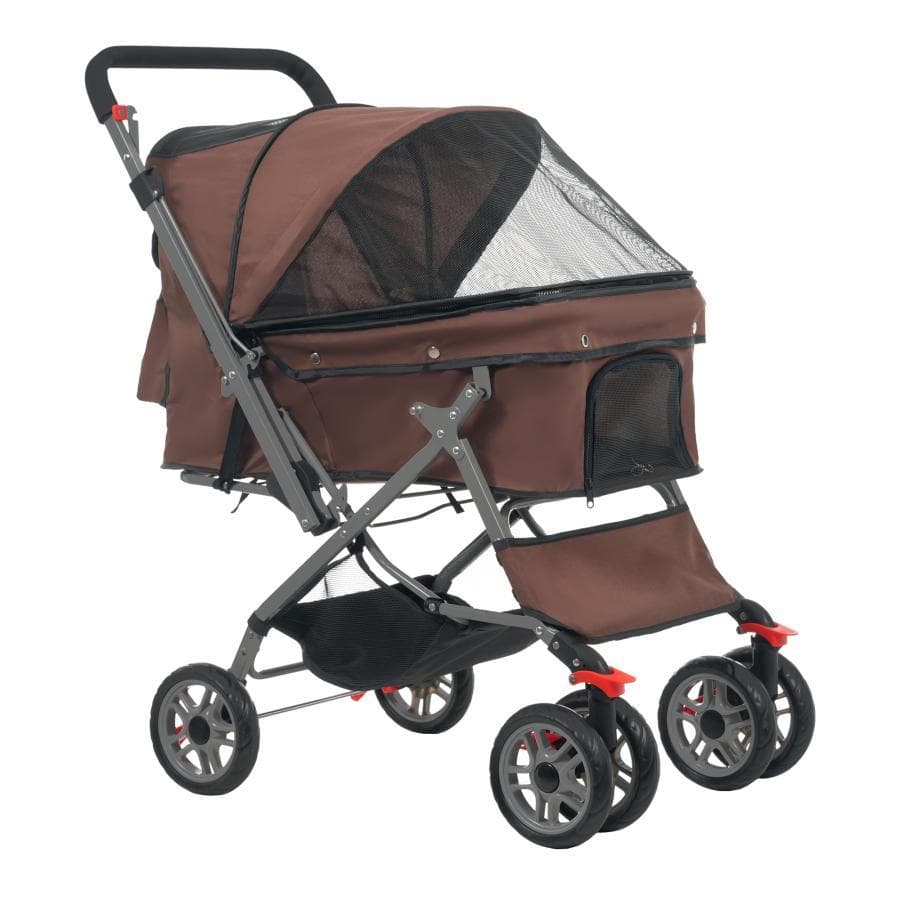 【ブラウン】ペットカート 対面式 折りたたみ 多頭 中型犬 小型犬 猫 2way