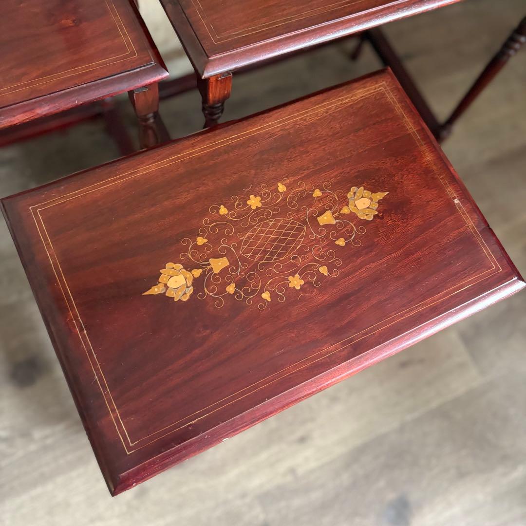 金工象嵌　ネストテーブル　ヴィンテージ　ローズウッド