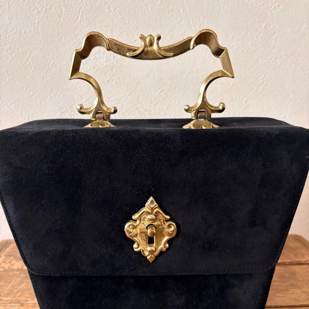 希少　モスキーノ　ヴィンテージ　マットゴールド金具　バッグ　バニティ　ポーチ