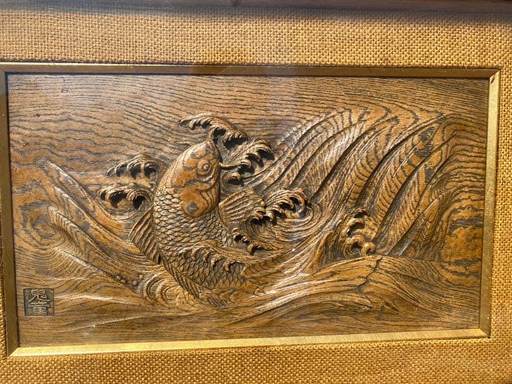 木彫り　衝立　額縁