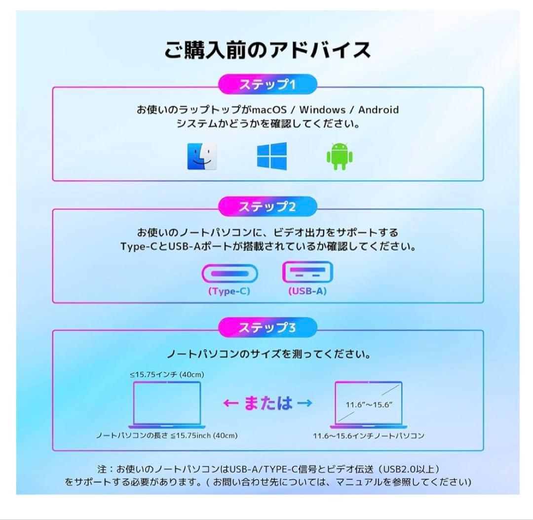 モバイルモニター 14インチ KOGODA 11.6~15.6ノートパソコン用