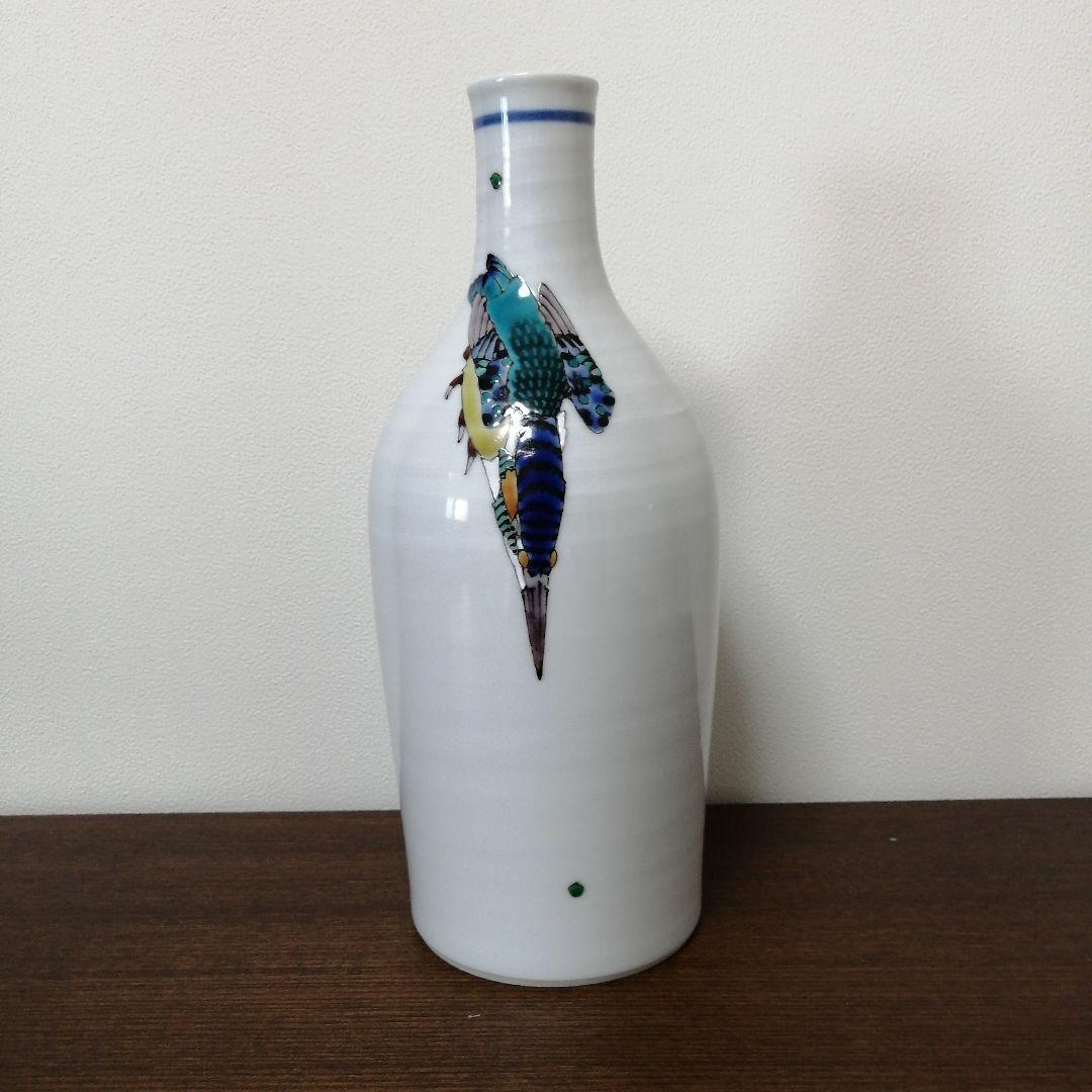 武腰潤　川蝉小口瓶　九谷焼　共箱　高さ24.5㎝