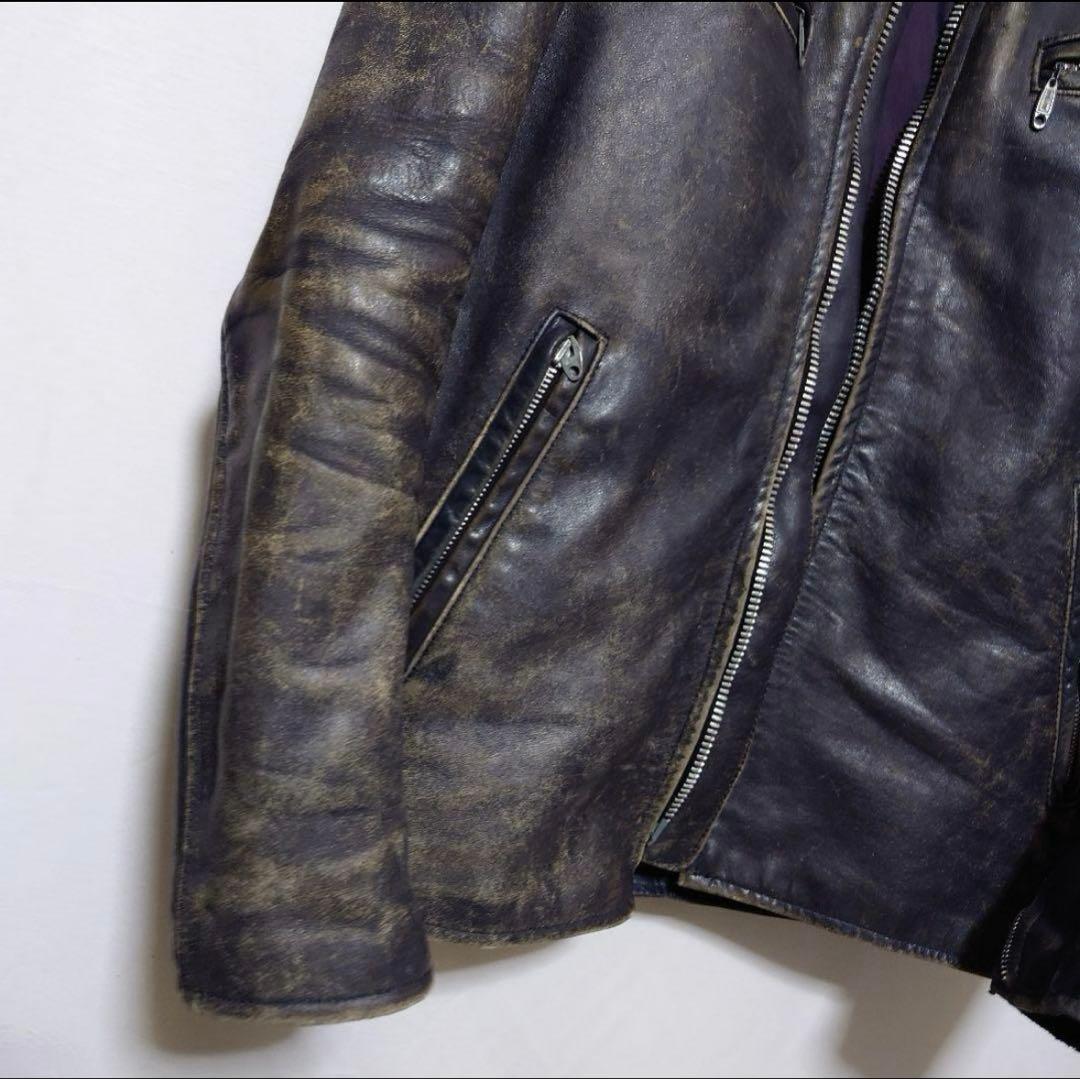 60sライトニングジッパー　フェード　ライダース　 j100 型　茶芯