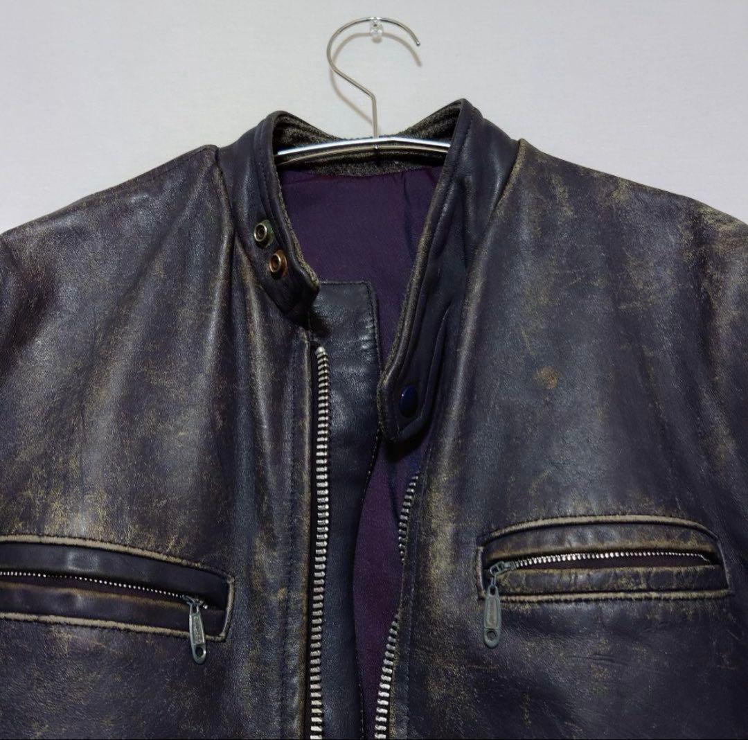 60sライトニングジッパー　フェード　ライダース　 j100 型　茶芯