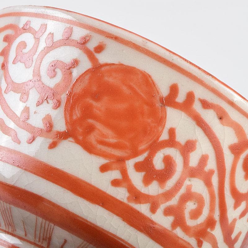 九谷焼　明治九谷八郎手　赤絵　亀文　盃　V　R9150